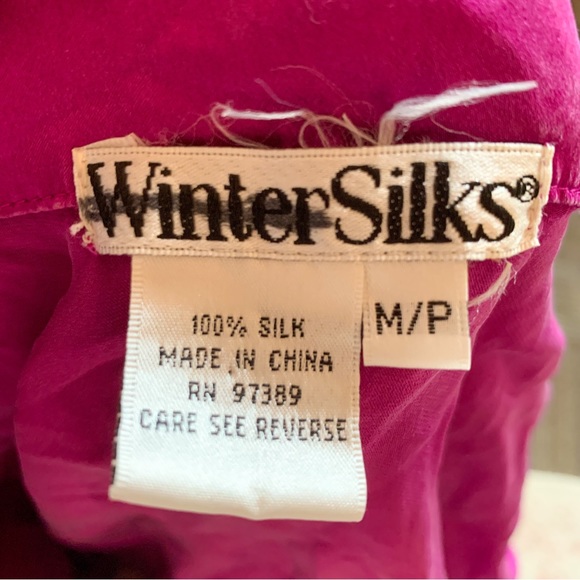 Winter Silks Button Down Magenta Silk Top - Picture 5 of 5